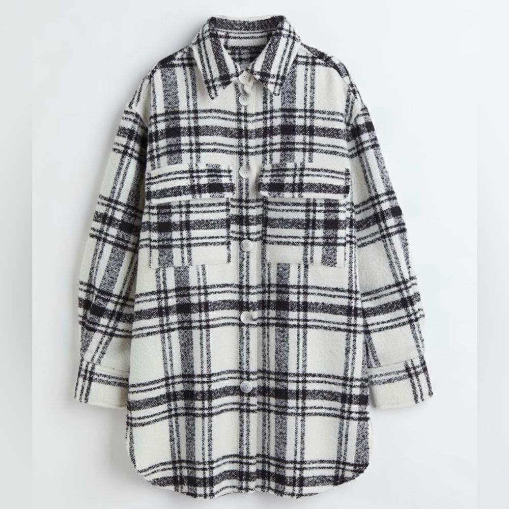 H&M Wool Blend Shacket Jacket New - Picture 3 of 5